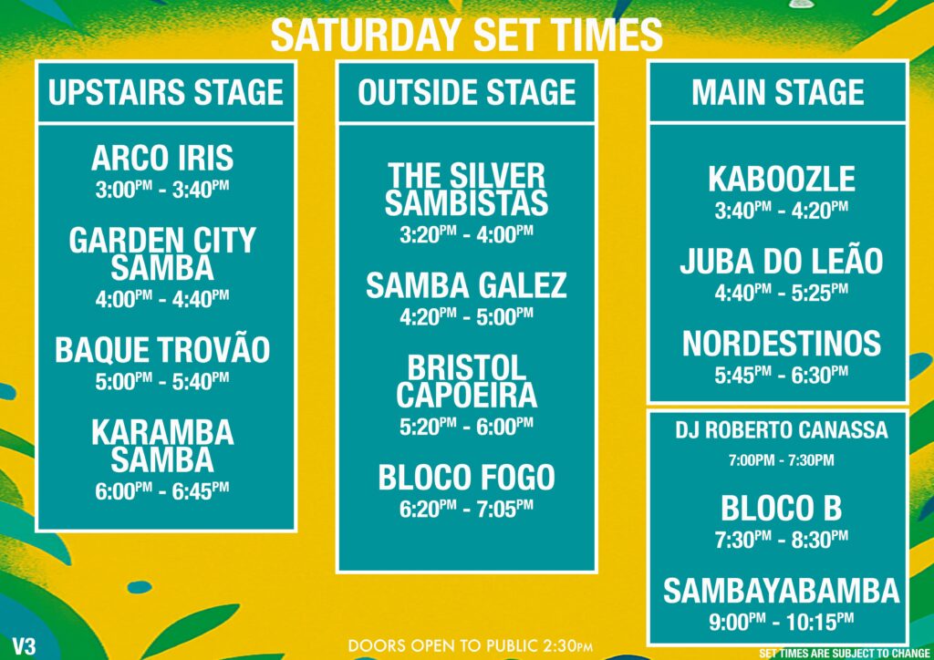Set times for Tambor 2026 Saturday