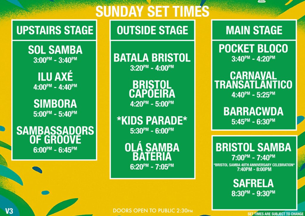 Set times for Tambor 2026 Sunday